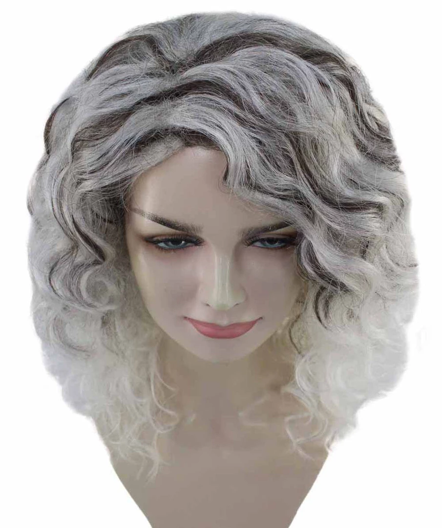 HPO Womens Fashion Highlight Wavy Wig | Grey & Black Fashion Wigs | Premium Breathable Capless Cap
