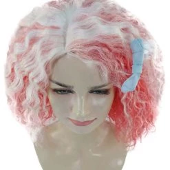 HPO Womens Pink White Ombre Doll Curly Wig | Ombre Fashion Wigs | Premium Breathable Capless Cap