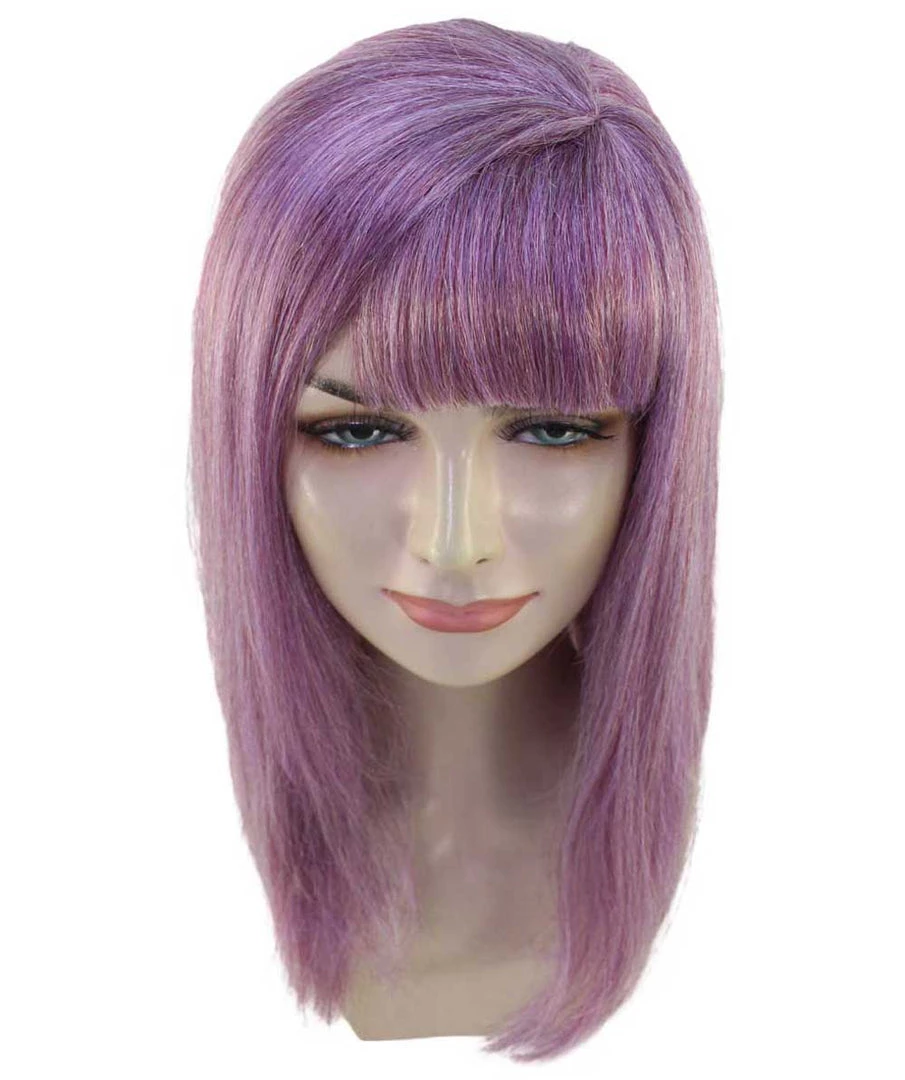HPO Womens Purple Mixed Wig | Purple Fashion Wigs | Premium Breathable Capless Cap Women's