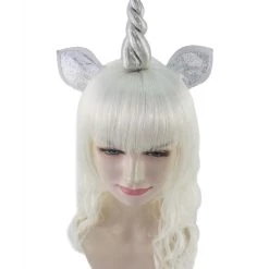 HPO Women's Womens Unicorn Horn And Ears Wig | White Unicorn Wigs | Premium Breathable Capless Cap
