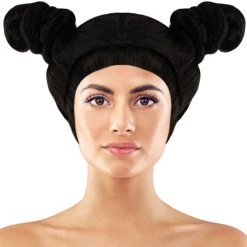 HPO Women's Womens Singer Two Buns Wig | Black Celebrity Wigs | Premium Breathable Capless Cap