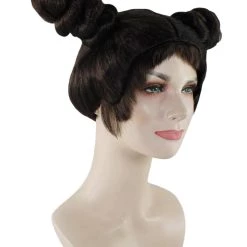 HPO Women's Womens Singer Two Buns Wig | Black Celebrity Wigs | Premium Breathable Capless Cap