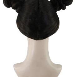 HPO Women's Womens Singer Two Buns Wig | Black Celebrity Wigs | Premium Breathable Capless Cap