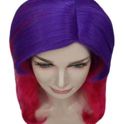 HPO Women's Long Wavy Two-tone Wig | Purple & Pink Colorful Wigs | Premium Breathable Capless Cap