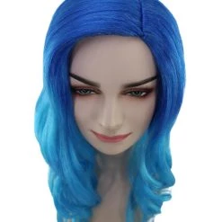 HPO Womens Singer Curly Wig | Blue Celebrity Wigs | Premium Breathable Capless Cap