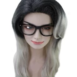 HPO Womens Film Wig | Black & Grey TV/Movie Wigs | Premium Breathable Capless Cap Women's