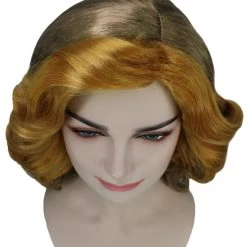 HPO Womens 70's Vintage Housewife Curly Wig | Gold Vintage Wigs | Premium Breathable Capless Cap