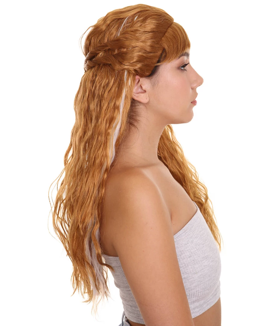 HPO Women's Womens Fantasy Wig | Brown TV/Movie Wig | Premium Breathable Capless Cap