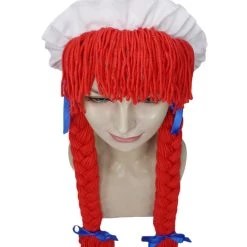 HPO Womens Braided Rag Doll Wig | Red Storybook & Fairytale Halloween Wigs