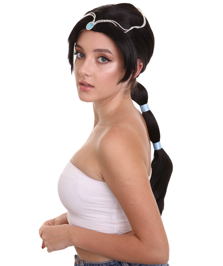 HPO Womens Princess Braided Wig | Black TV/Movie Wigs | Premium Breathable Capless Cap