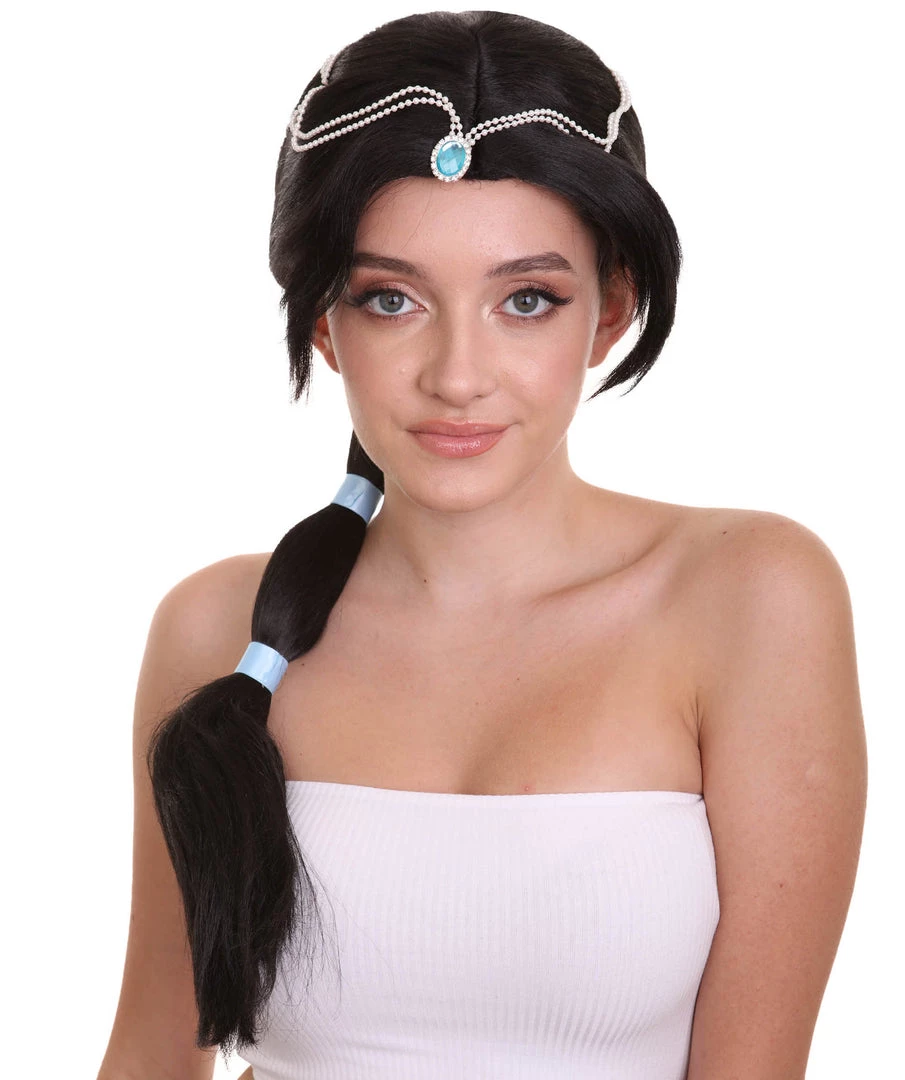 HPO Womens Princess Braided Wig | Black TV/Movie Wigs | Premium Breathable Capless Cap