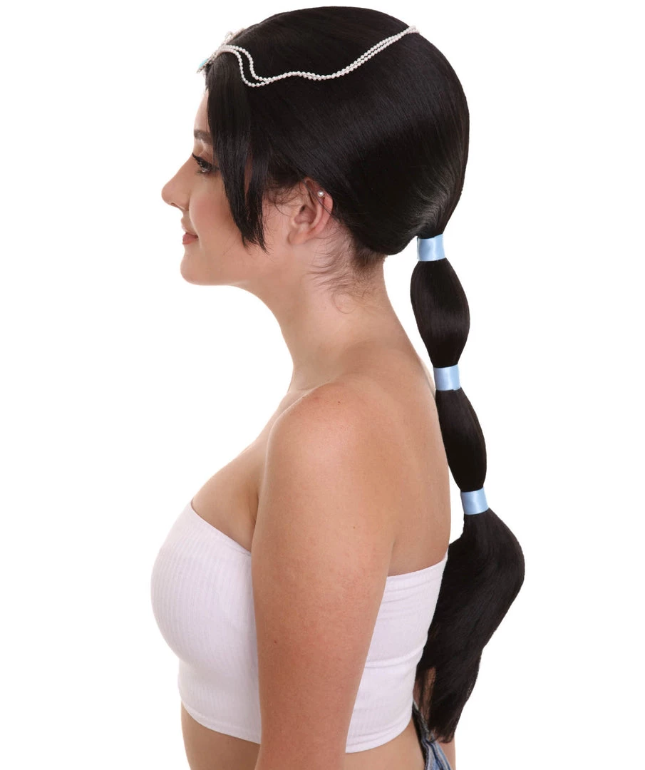 HPO Womens Princess Braided Wig | Black TV/Movie Wigs | Premium Breathable Capless Cap