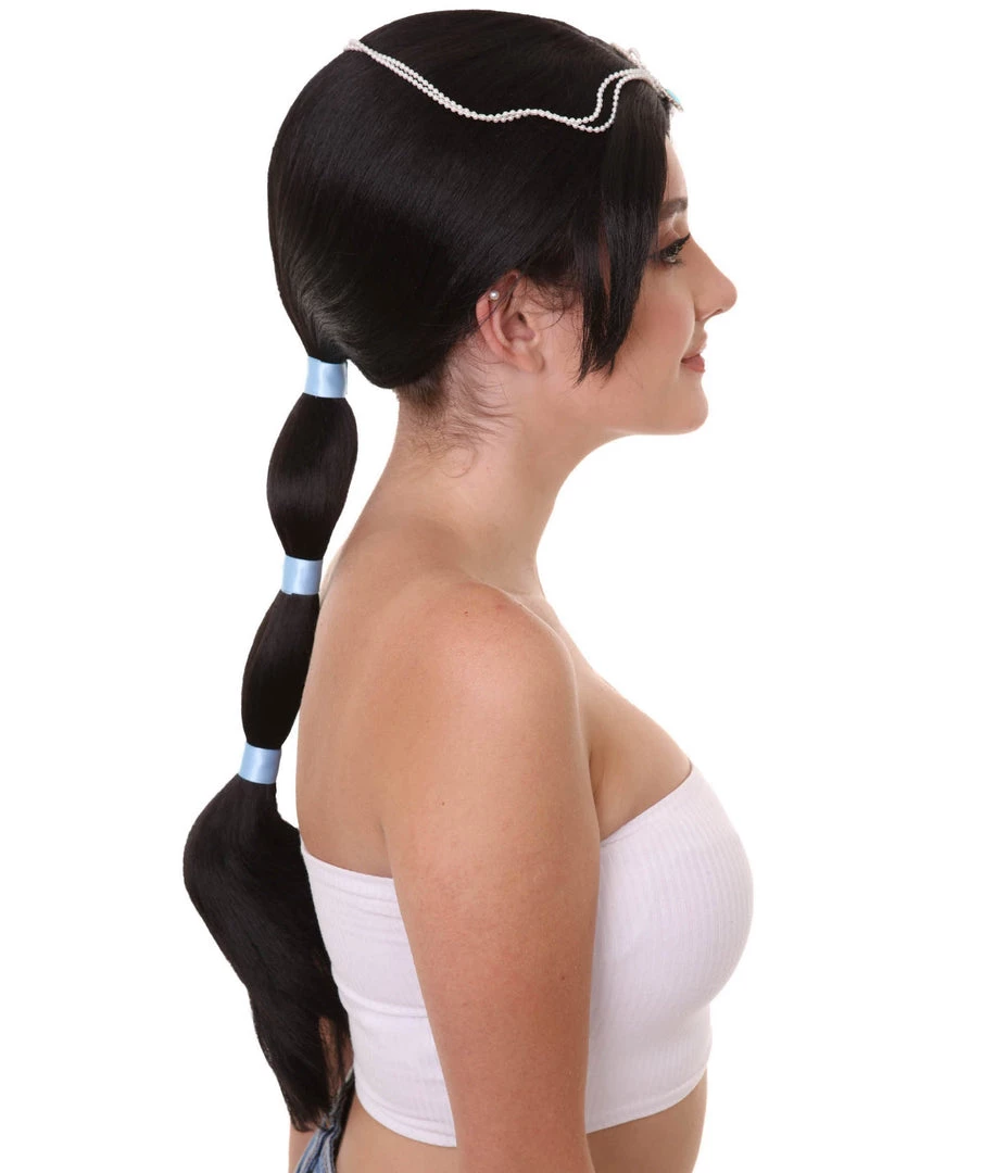 HPO Womens Princess Braided Wig | Black TV/Movie Wigs | Premium Breathable Capless Cap