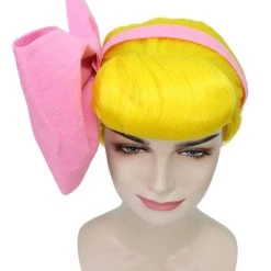 HPO Women's Animation Style Wig With Bow | Yellow Wigs | Premium Breathable Capless Cap