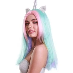 HPO Women Unicorn Multi Colored Wig | Premium Breathable Capless Cap