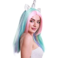 HPO Women Unicorn Multi Colored Wig | Premium Breathable Capless Cap