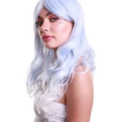 HPO Women Gradient Curly Powder Blue Cosplay Wig | Premium Breathable Capless Cap Women's
