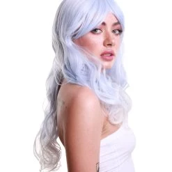 HPO Women Gradient Curly Powder Blue Cosplay Wig | Premium Breathable Capless Cap Women's