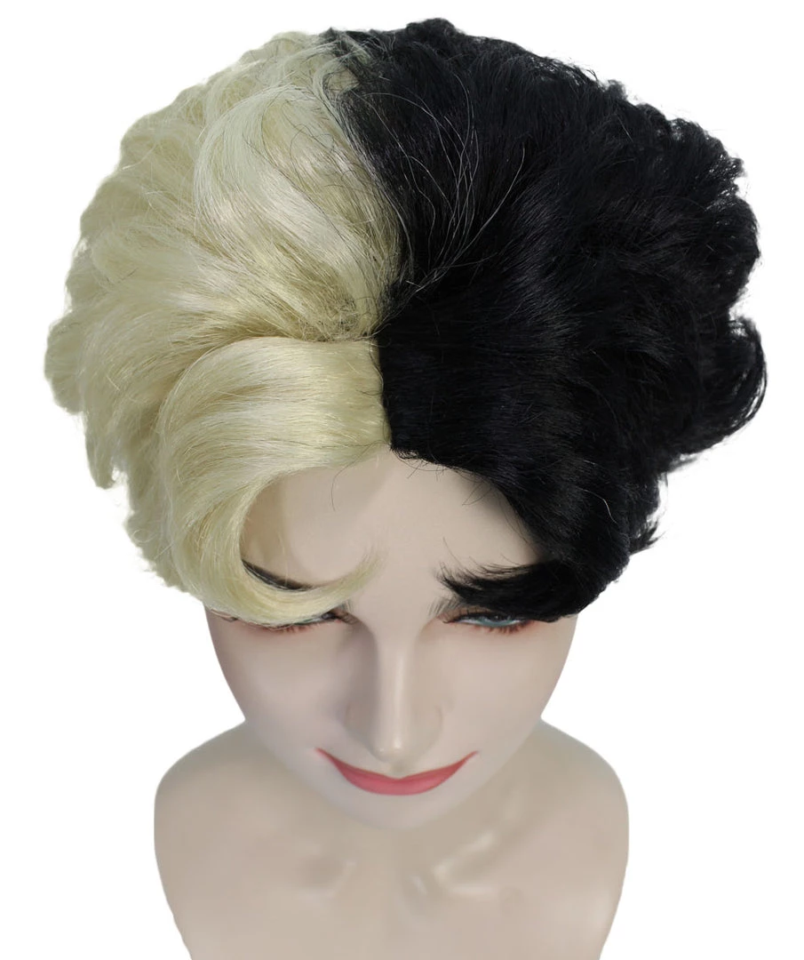 HPO Womens Short Two Tone Black And White Pixie With Heart Bangs | Premium Breathable Capless Cap