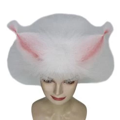 HPO Victoria, White Fluffy Cat Womens Wig With Pink Ears | Premium Breathable Capless Cap Women's
