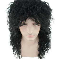 HPO Rock Star Mens Wig | Black Cosplay Halloween Wig | Premium Breathable Capless Cap