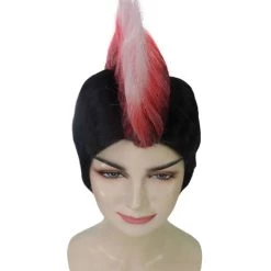 HPO Women's Barb Mohawk | Troll Rock Star Full Pink Mohawk Wig | Premium Halloween Wig