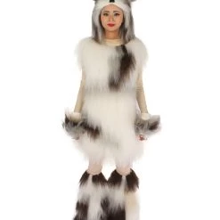HPO Furry Dog Collection | Women's White And Brown Straight Furry Dog Cosplay Halloween Costume