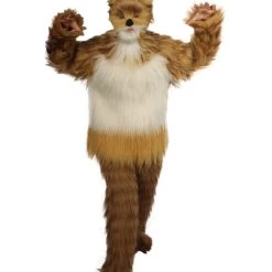 HPO Furry Fox Collection Costume | Women's White And Orange Straight Long Furry Fox Cosplay Costume With Tail