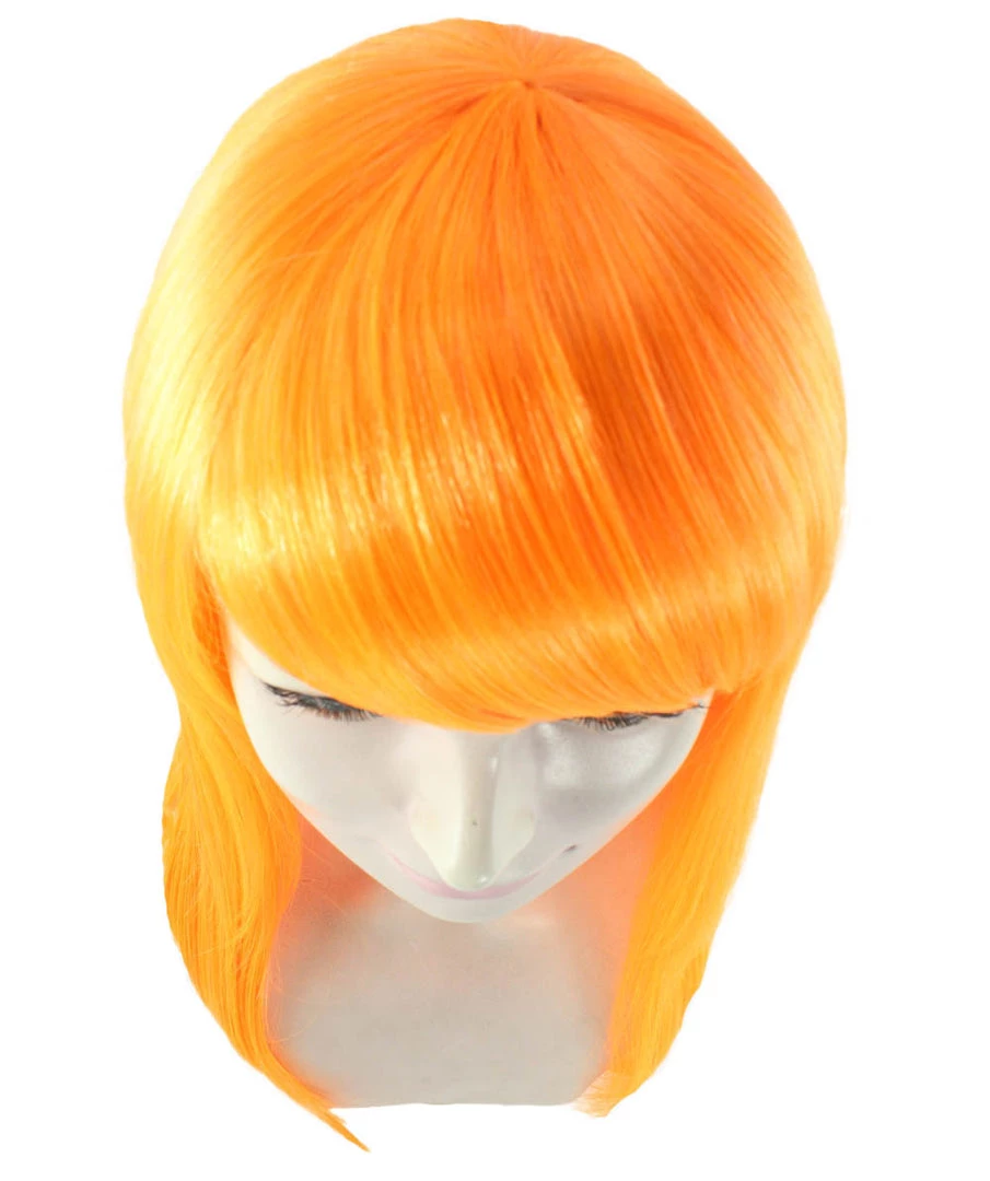 HPO Women's Glamour Pumpkin Orange Wig | Stage/Event Fancy Halloween Wig | Premium Breathable Capless Cap