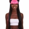 HPO Women's Pinned Up Double Bun China Doll Rapper Wig - Electric Pink And Black Hair - Capless Cap Design