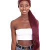 HPO Women's Long Sleek Purple Ponytail Rapper Wig - Long Purple Hair - Capless Cap Design
