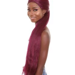 HPO Women's Long Sleek Purple Ponytail Rapper Wig - Long Purple Hair - Capless Cap Design