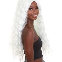 HPO Women's - Long Length Platinum Silver Say So Artist Wig - Wavy Silver Hair - Capless Cap Design