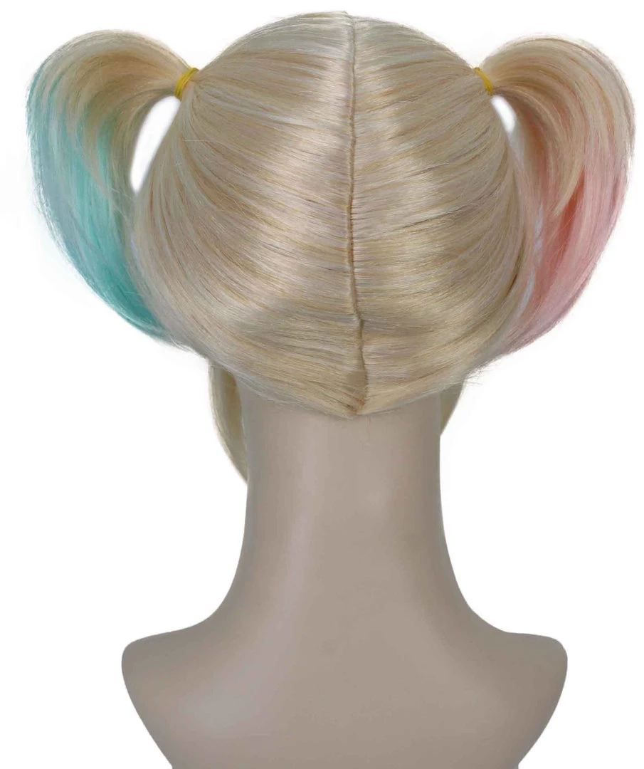 HPO Fabulous Villain | Women's Multi Color Straight Shoulder Pigtails Length Trendy Fabulous Villain Wig