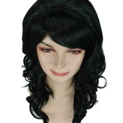 BC Women's Dark Green Color Curly Long Length Trendy Space Invader Wig
