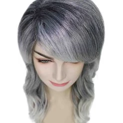 BC Women's Silver Color Wavy Medium Length Trendy Frosted Wavy Wig