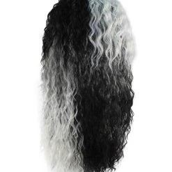 BC Adult Women's Black And White Color Two Tone Curly Long Length Trendy Gothic Queen Wig