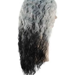 BC Adult Women's Black And White Color Two Tone Curly Long Length Trendy Gothic Queen Wig