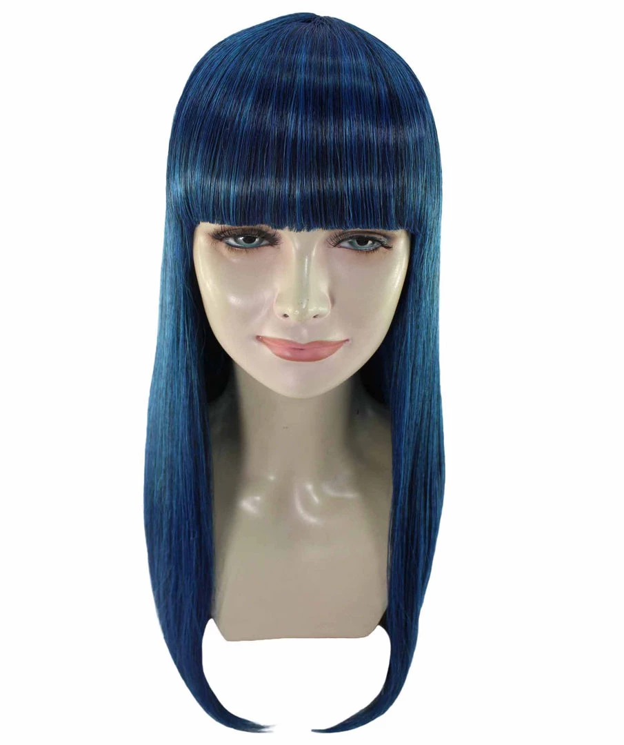 BC Adult Women's Dark Blue Color Straight Medium Length Trendy Wig