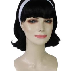 BC 50's Flip | Women's Black Color Straight Shoulder Length 50's Flip Wig With White Headband |