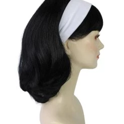 BC 50's Flip | Women's Black Color Straight Shoulder Length 50's Flip Wig With White Headband |