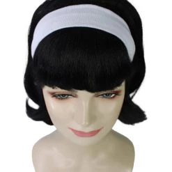 BC 50's Flip | Women's Black Color Straight Shoulder Length 50's Flip Wig With White Headband |