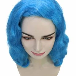 HPO Shoulder Length Women's Wig - Cotton Candy Blue Hair - Capless Cap Design