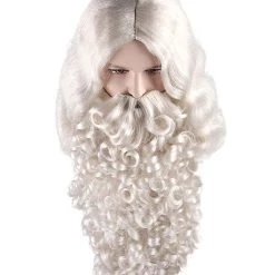 HPO Mens Santa Claus Wig And Beard Set | White Christmas Wig | Premium Breathable Capless Cap