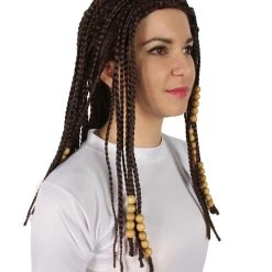 HPO Adult Women's Humanoid Blue Princes Brown Braided Wig