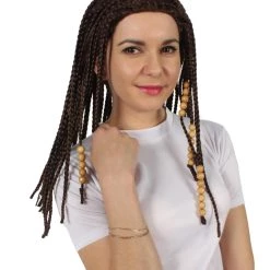 HPO Adult Women's Humanoid Blue Princes Brown Braided Wig