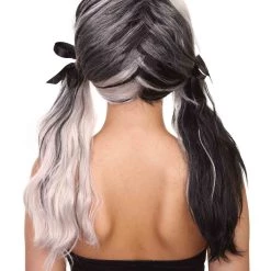 HPO Women's Womens Black And White Ponytail Wig | Anime Cosplay Party Wigs | Premium Breathable Capless Cap