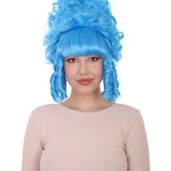 HPO Womens French Colonial Marie Antoinette Wig | Neon Pink Historical Cosplay Wigs | Premium Breathable Capless Cap Women's