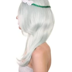 HPO Womens Floral Fantasy Lt Green Wig With Flower Crown | Storybook & Fairytale Wigs | Premium Breathable Capless Cap Women's