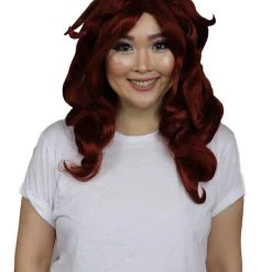 HPO Women's Womens Manga Android Wig | Red Cosplay TV/Movie Wigs | Premium Breathable Capless Cap
